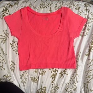 Aerie Bright Pink Ribbed Crop Top